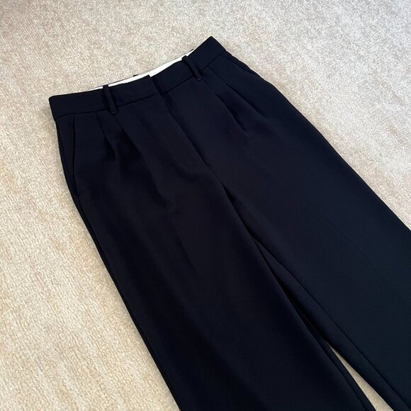 Aritzia Wilfred The Effortless Pant Wide Leg Pleated High Rise Black Trousers 6 - Picture 3 of 10